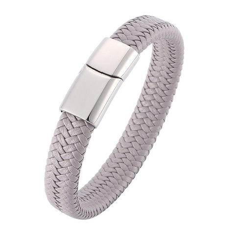 Minimalist Magnetic Clasp Men's Leather Bracelet