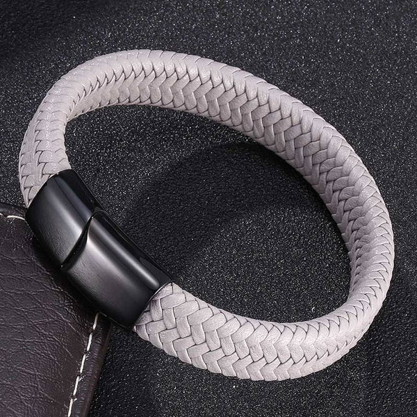 Minimalist Magnetic Clasp Men's Leather Bracelet