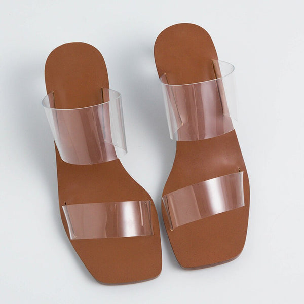 Modern Minimalist Sandal w Glass Orb Heel