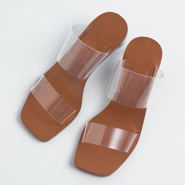 Modern Minimalist Sandal w Glass Orb Heel