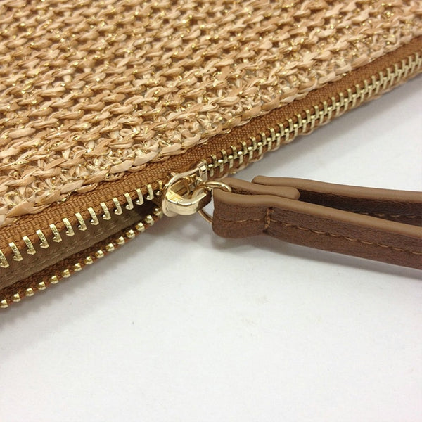 Women's Handcrafted Straw Wristlet Bag