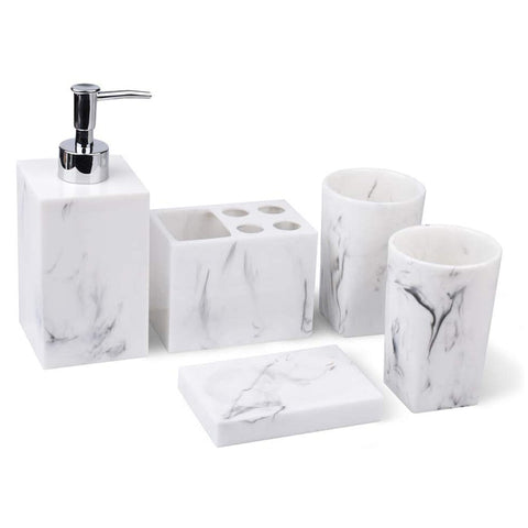 5-Piece Marble Luxury Counter Top Accessory Set