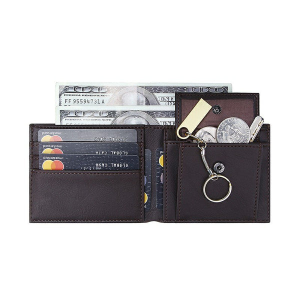 Men's Classic Bi-Fold Wallet w Closable Change Pouch