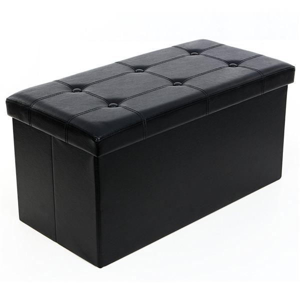 Luxurious Tufted Leather Storage Ottoman Footstool