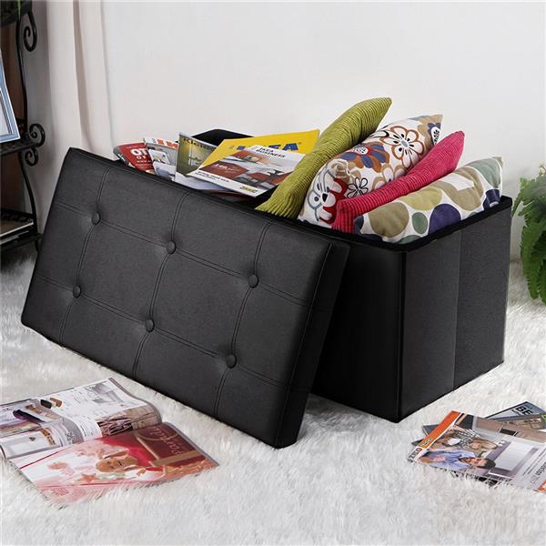 Luxurious Tufted Leather Storage Ottoman Footstool