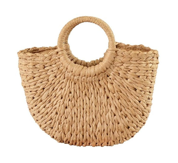 Handmade Large Women's Semicircle Woven Straw Tote