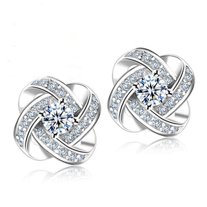 Elegant Silver Crystal Diamond Stud Earrings