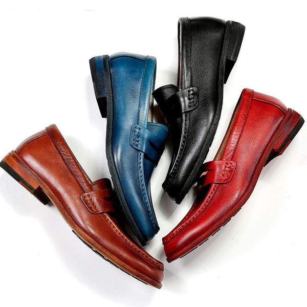 Men's Fashionable Leather Slip-On Penny Loafers in 4 Colors