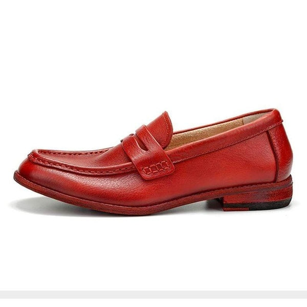 Men's Fashionable Leather Slip-On Penny Loafers in 4 Colors