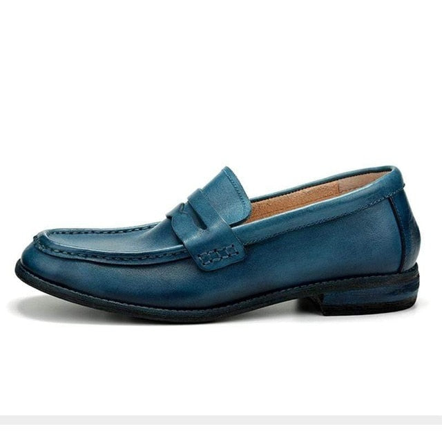 Men's Fashionable Leather Slip-On Penny Loafers in 4 Colors