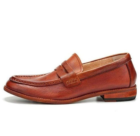 Men's Fashionable Leather Slip-On Penny Loafers in 4 Colors