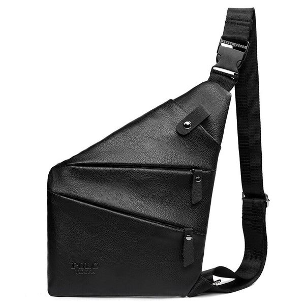 Men's Leather Chest Bag w Front Sling Strap