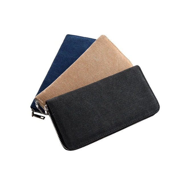 Men's Canvas Long Clutch Zipper Wallet