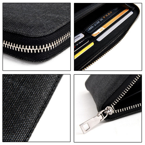 Men's Canvas Long Clutch Zipper Wallet