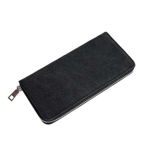 Men's Canvas Long Clutch Zipper Wallet