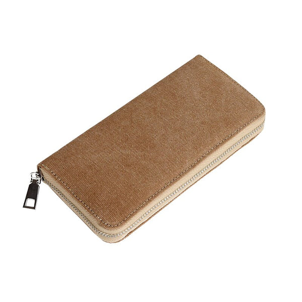 Men's Canvas Long Clutch Zipper Wallet