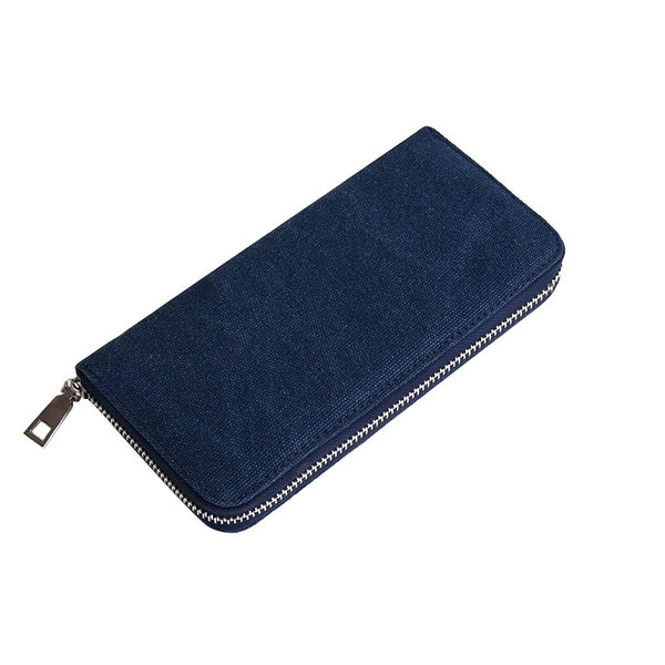 Men's Canvas Long Clutch Zipper Wallet