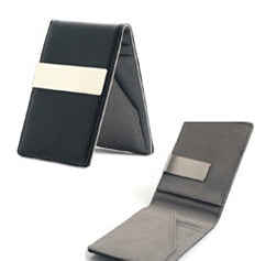 Men's Leather Folding Money Clip BiFold Wallet