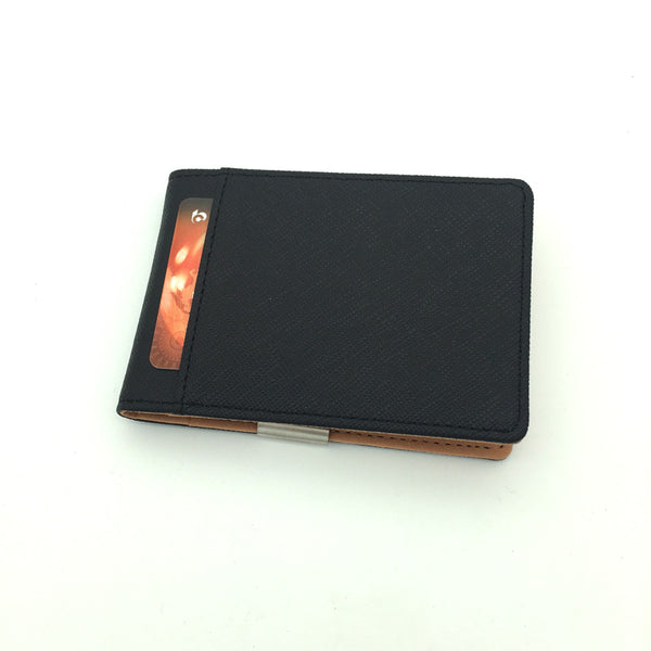 Men's Leather Folding Money Clip BiFold Wallet