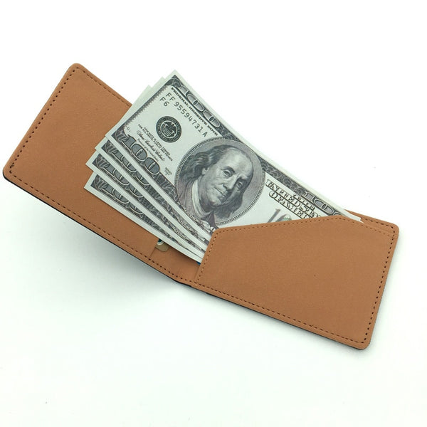 Men's Leather Folding Money Clip BiFold Wallet