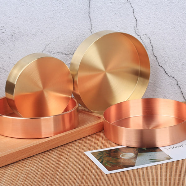 Luxurious Round Golden Copper Storage Dishes