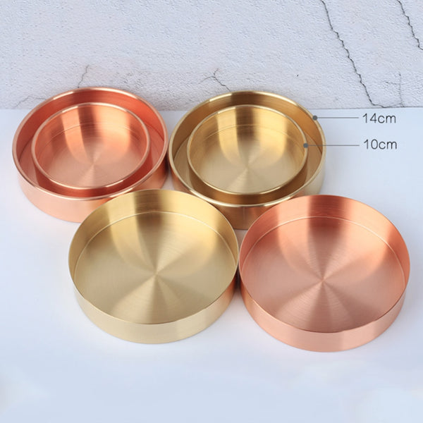 Luxurious Round Golden Copper Storage Dishes