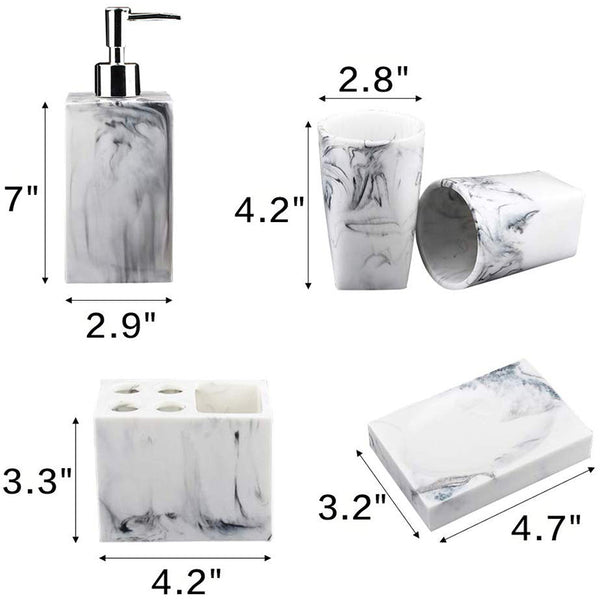 5-Piece Marble Luxury Counter Top Accessory Set