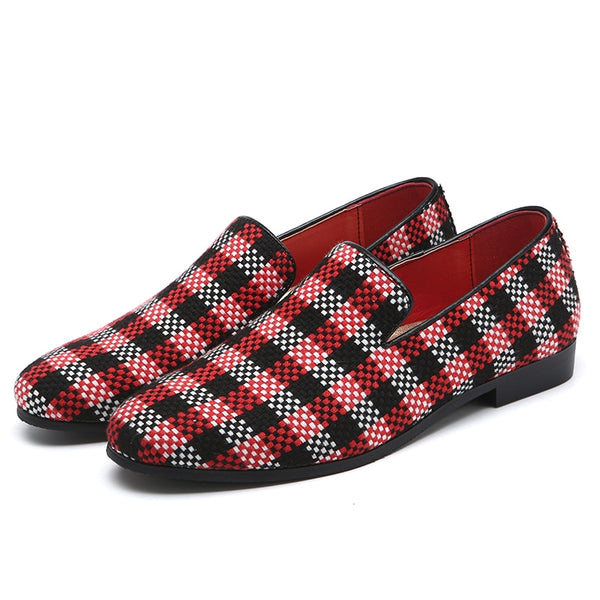 Men's Stylish Gingham Check Slip On Loafers