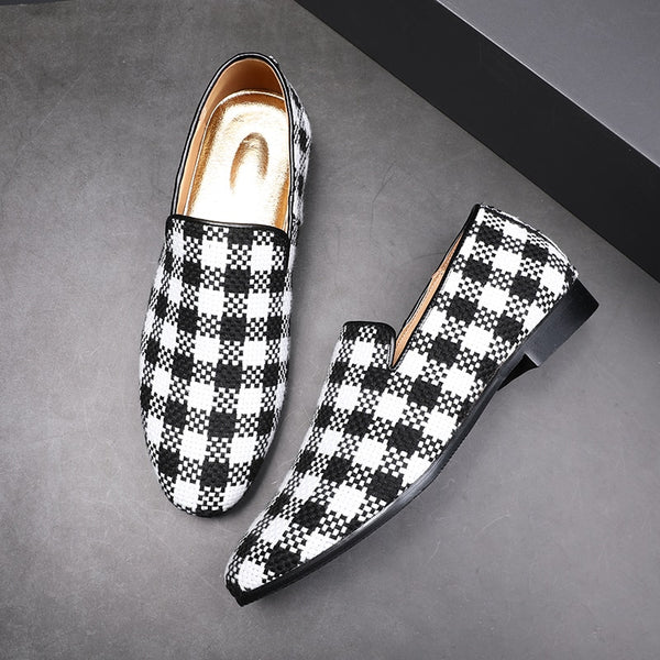 Men's Stylish Gingham Check Slip On Loafers