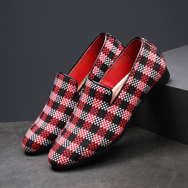 Men's Stylish Gingham Check Slip On Loafers