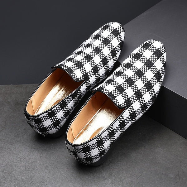 Men's Stylish Gingham Check Slip On Loafers