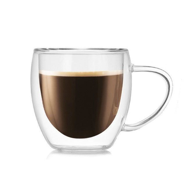 High Quality Glass Heat Resistant Coffee Mug w Handle - 3 Size