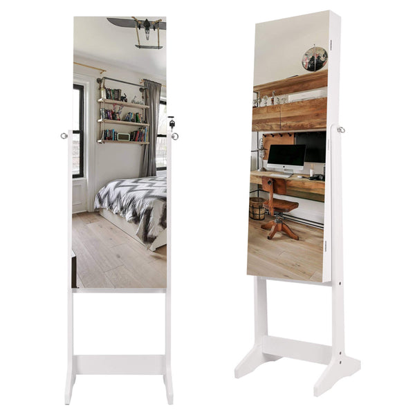 Full Standing Luxury Mirror with Interior Jewelry Cabinets, LED Lighting