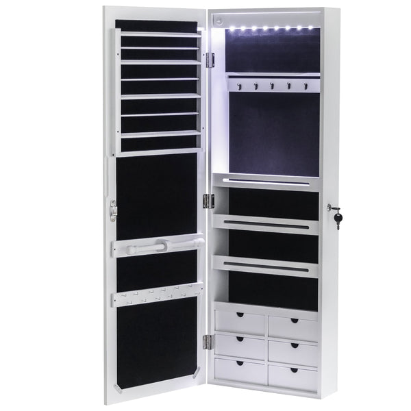 Full Standing Luxury Mirror with Interior Jewelry Cabinets, LED Lighting