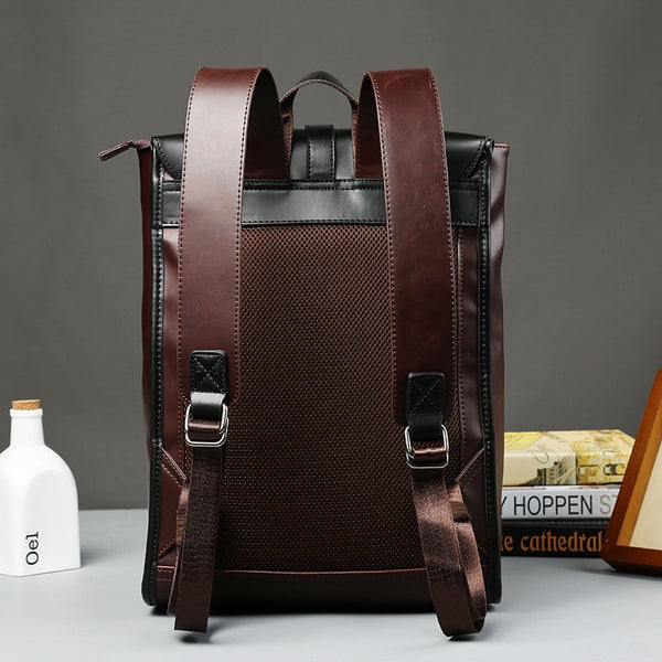 Handmade Vintage Cashmere Lined Faux Leather Backpack