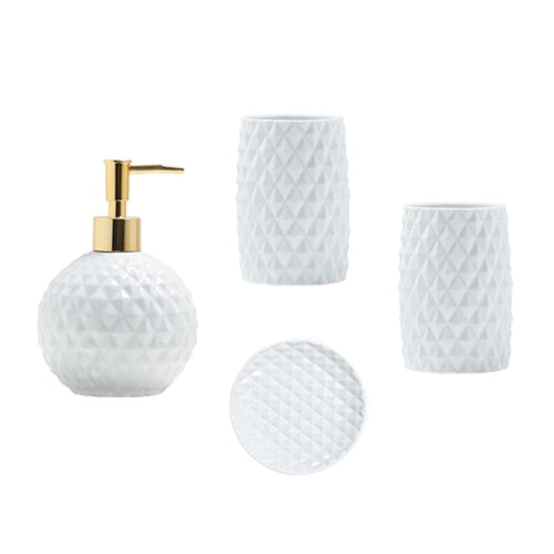 Modern Elegant European Textured Ceramic Bathroom Set