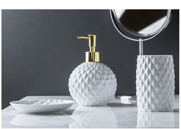 Modern Elegant European Textured Ceramic Bathroom Set