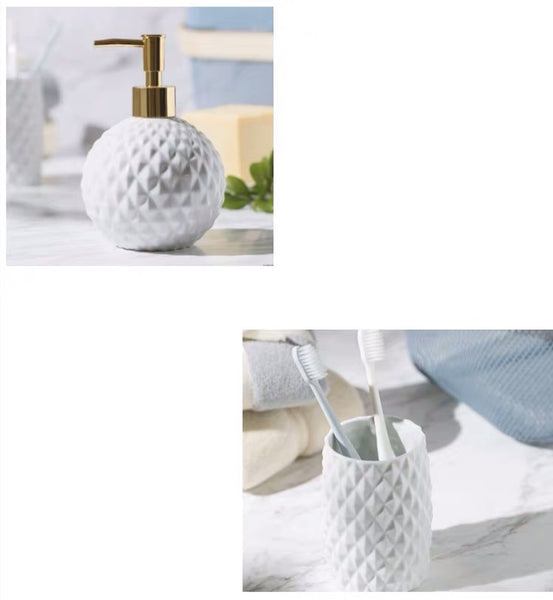 Modern Elegant European Textured Ceramic Bathroom Set