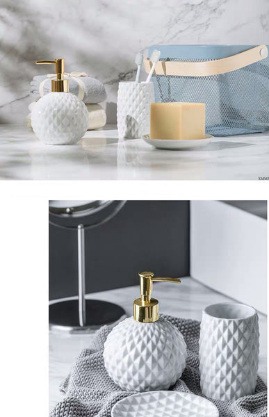 Modern Elegant European Textured Ceramic Bathroom Set