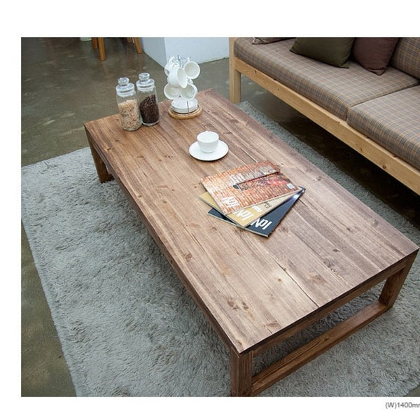 Vintage Modern Rustic Solid Wood Rectangular Coffee Table