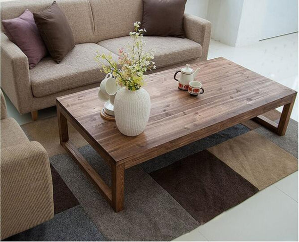 Vintage Modern Rustic Solid Wood Rectangular Coffee Table