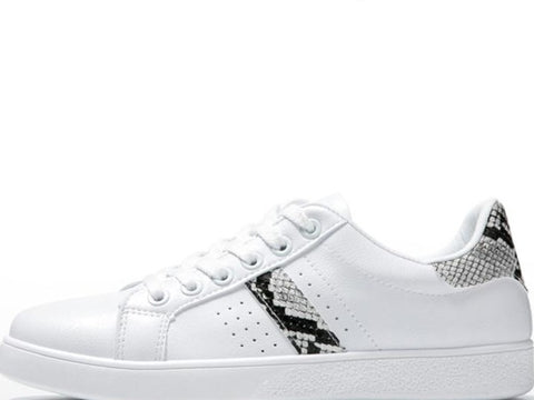 Modern Python Leather Accented Flat Sneaker