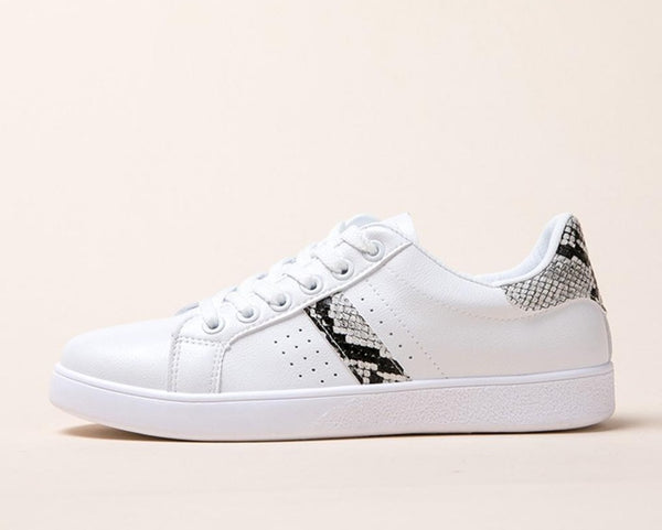 Modern Python Leather Accented Flat Sneaker