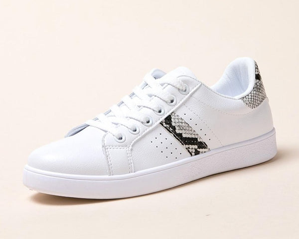 Modern Python Leather Accented Flat Sneaker