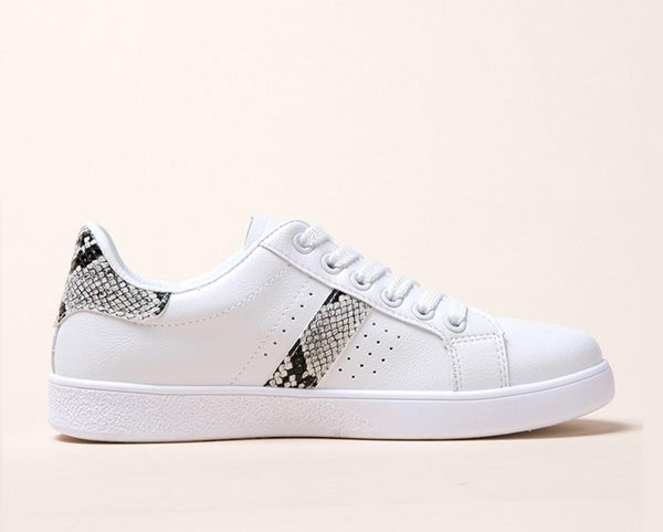 Modern Python Leather Accented Flat Sneaker