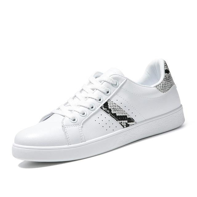 Modern Python Leather Accented Flat Sneaker