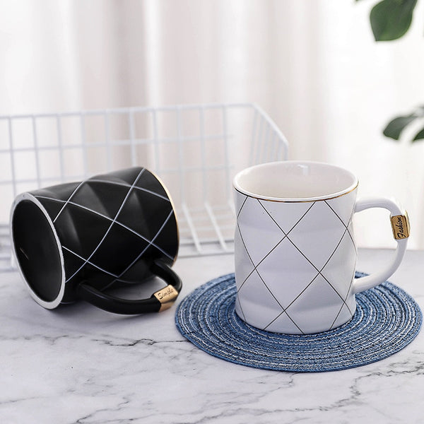 Iconic Luxury Geometric Textured Diamond Mug