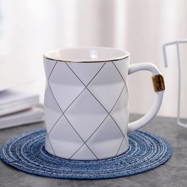 Iconic Luxury Geometric Textured Diamond Mug