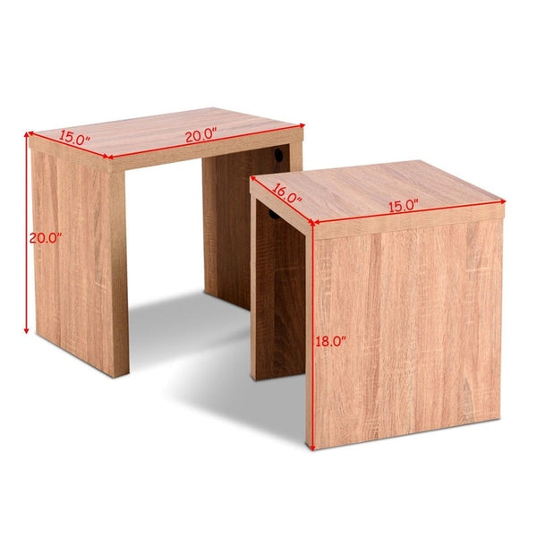 Set of 2 Wooden Finished Nesting Tables for Coffee/Living Space