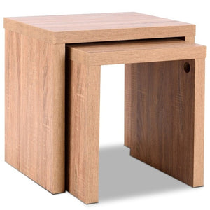 Set of 2 Wooden Finished Nesting Tables for Coffee/Living Space